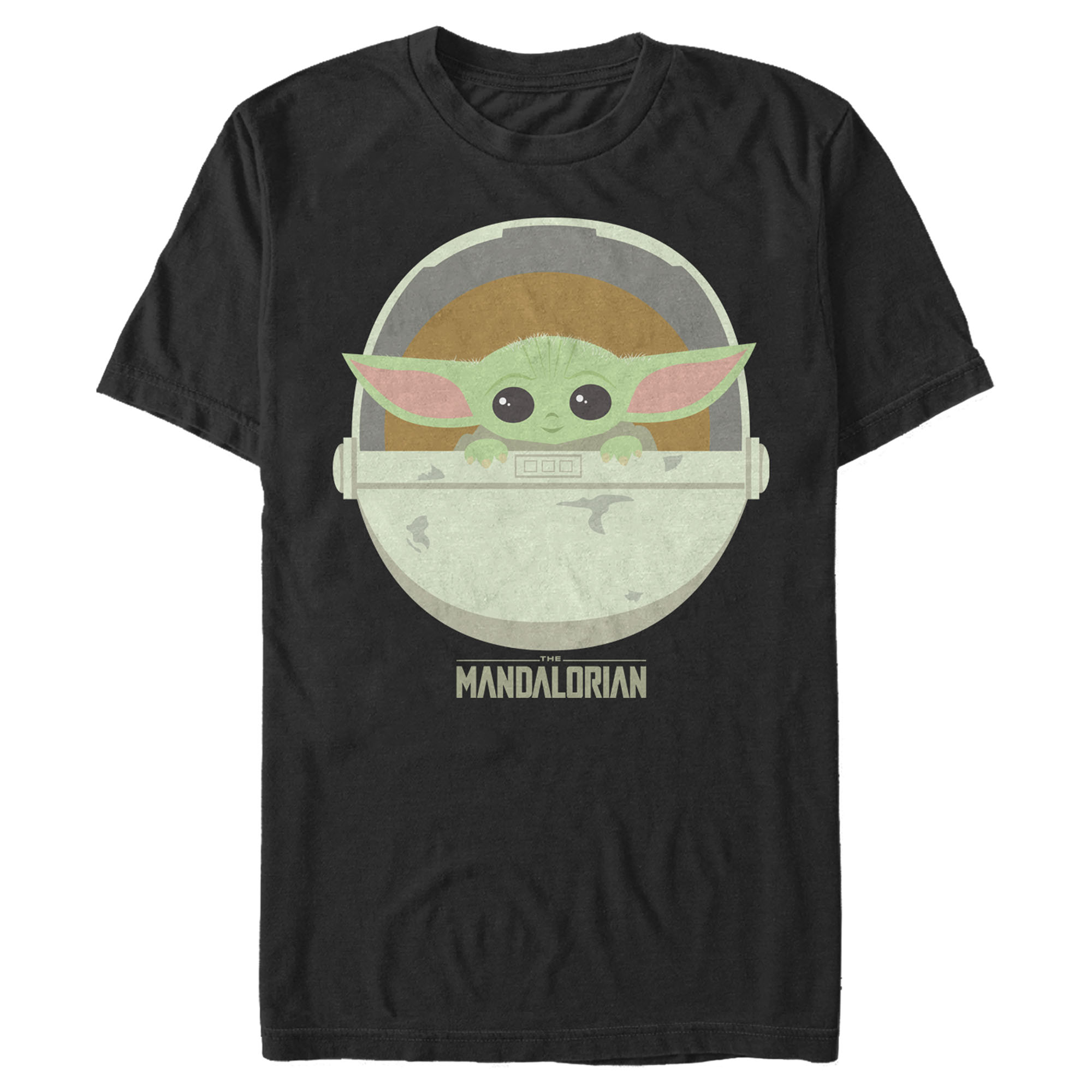 Men's Star Wars: The Mandalorian The Child Cartoon Art Bassinet Graphic Tee Black Large